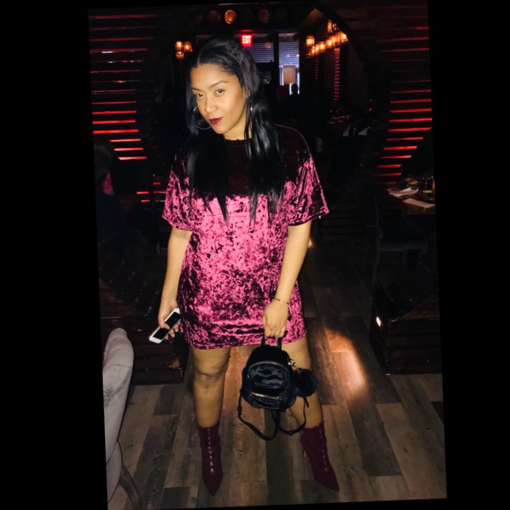 Burgundy Velvet T-shirt Dress Fashionnova